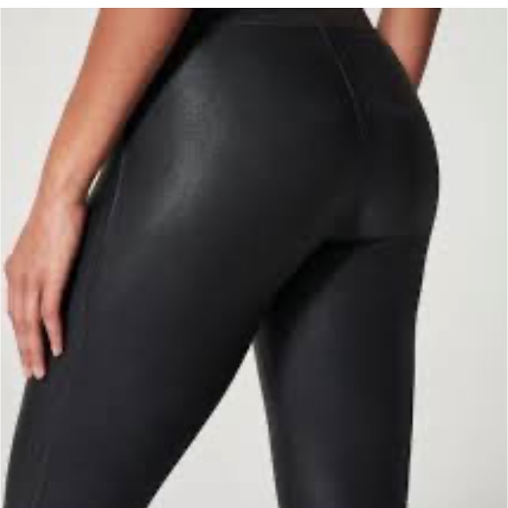 SPANX Sarah Blakely High-Waist Faux Leather Control Wear Shape Sz L Women